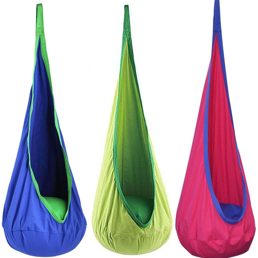 Kids Outdoor Lawn Chair - เก้าอี้แขวนสำหรับเด็กแบบพกพาเตียงแกว่งผ้าร่มชูชีพเตียงในร่มโมเดลลานบ้านพร้อมเบาะเป่าลมเก้าอี้แขวน