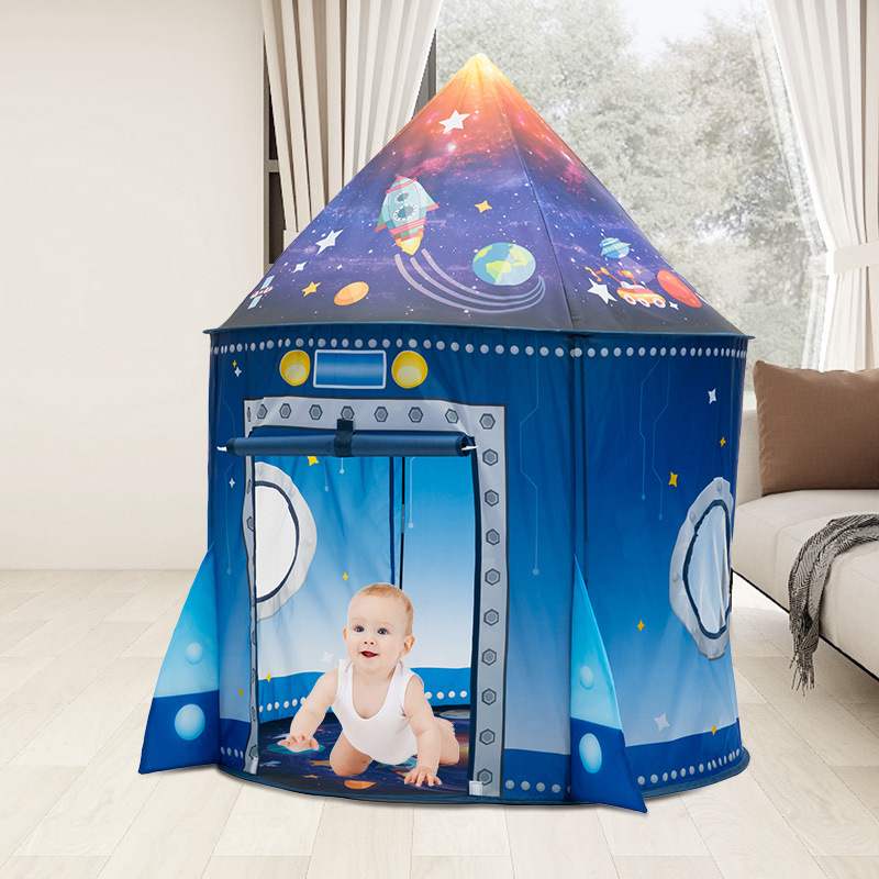 Kids Outdoor Tent - เต็นท์เด็กทรงจรวด เต็นท์ของเล่นเด็กแบบป๊อปอัพ พื้นที่กว้างขวาง สำหรับเล่นในร่มและกลางแจ้ง เหมาะสำหรับเด็กชายและเด็กหญิง ﻿