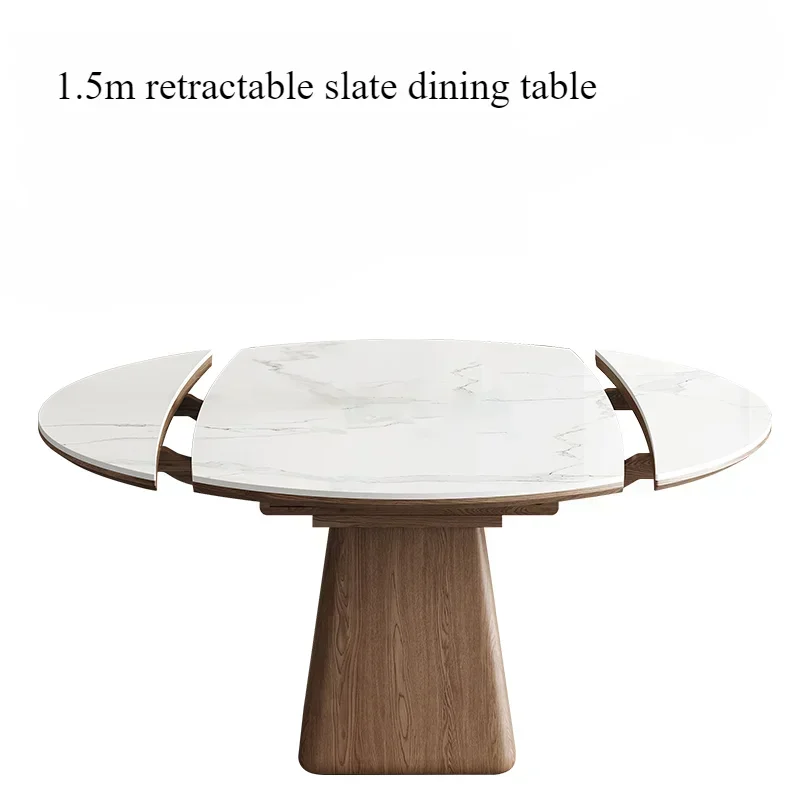 Kids Outdoor Dining Table - โต๊ะอาหารทรงกลมแบบอุตสาหกรรม โต๊ะหินชนวนสำหรับห้องนอน ห้องรับประทานอาหาร โต๊ะเด็ก โต๊ะอาหารแบบยืดได้ เฟอร์นิเจอร์กลางแจ้ง