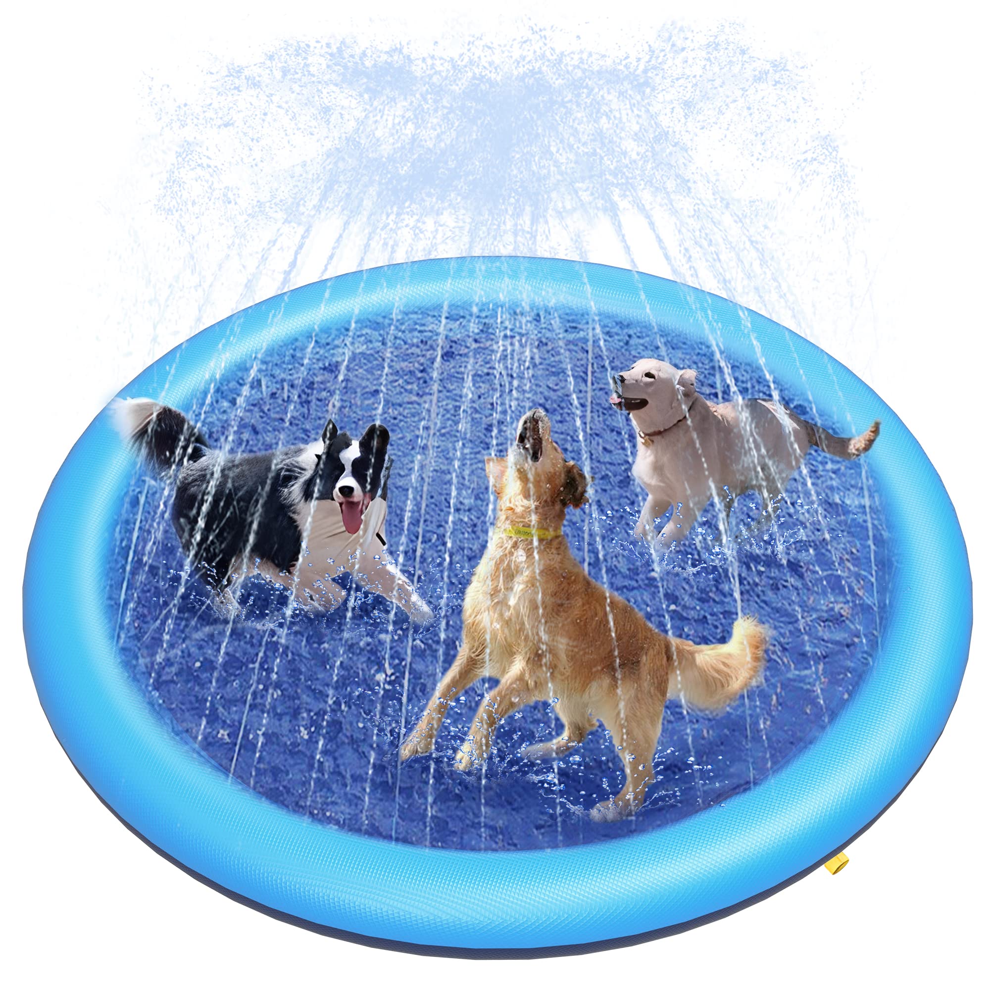 Slip Slide Water Mat - แผ่นรองน้ำสำหรับสุนัข ของเล่นสระน้ำแบบหนา พร้อมสปริงเกอร์กันลื่น ของเล่นน้ำสำหรับฤดูร้อนกลางแจ้ง สำหรับสนามหลังบ้าน แผ่นรองน้ำพุสำหรับเด็ก