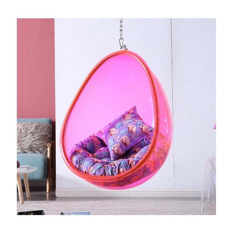 Kids Outdoor Egg Chair - เก้าอี้ไข่ทรงโมเดิร์นสำหรับเด็ก ชิงช้าทรงกลมอะคริลิคสีชมพูแสนสนุก สำหรับห้องนอน โรงแรม และเฟอร์นิเจอร์พลาสติกแบบโมดูลาร์สำหรับเด็กผู้หญิง ใช้ได้ทั้งในร่มและกลางแจ้ง