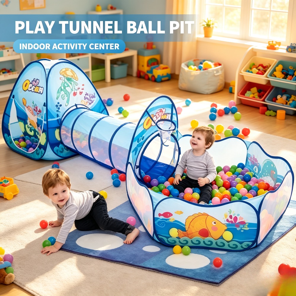Kids Outdoor Tent - สระบอลสำหรับเด็ก คอกกั้นเด็ก เต็นท์พกพา อุโมงค์คลาน สนามเด็กเล่นในร่มและกลางแจ้ง ของเล่นสระบอลลูน