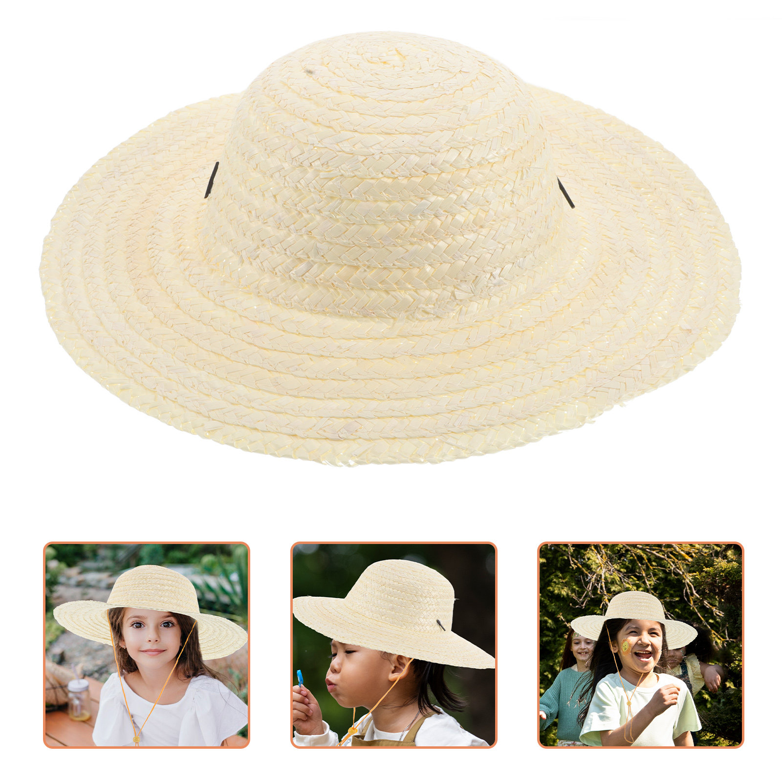 Kids Outdoor Activities - หมวกฟางข้าวสาลีสำหรับเด็ก งานฝีมือ DIY ป้องกันแสงแดด กิจกรรมกลางแจ้ง ชายหาด