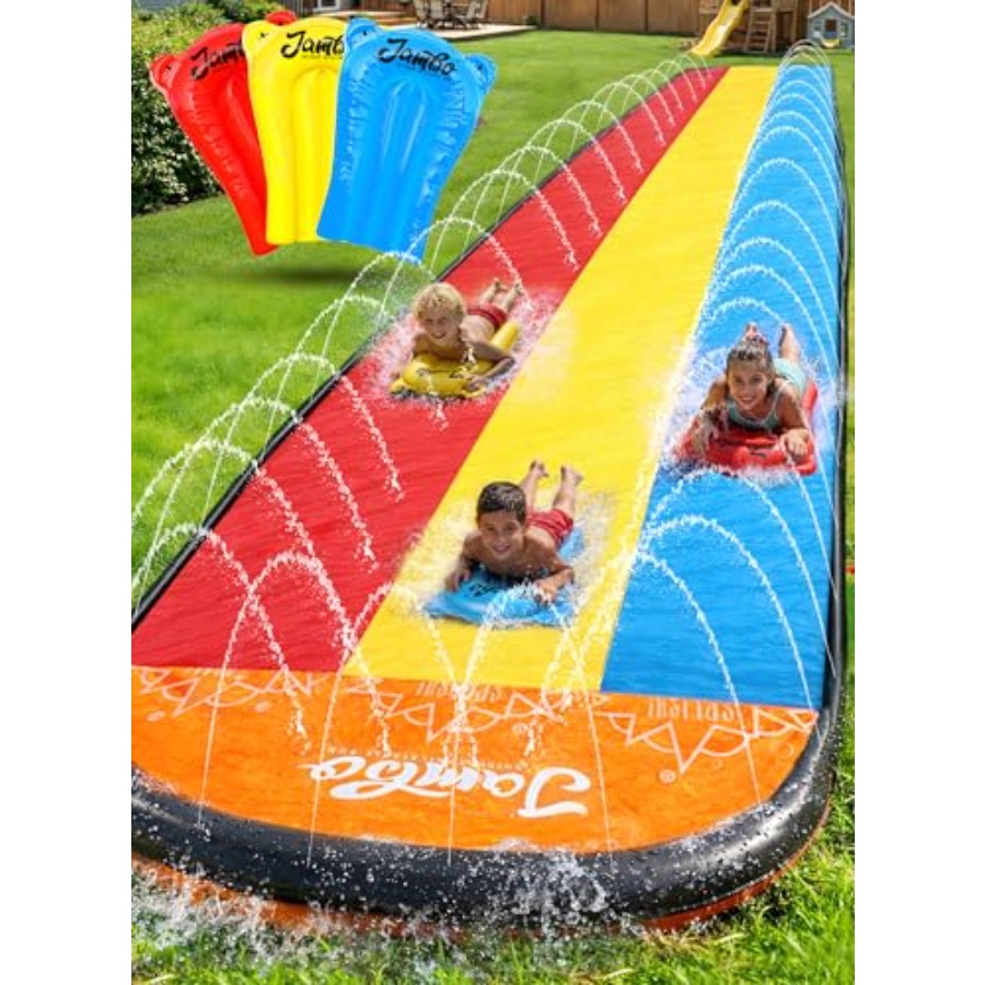 Slip Slide Water Mat - สไลเดอร์น้ำพรีเมียม XXL ขนาด 25 ฟุต พร้อมบอร์ดเล่นน้ำ