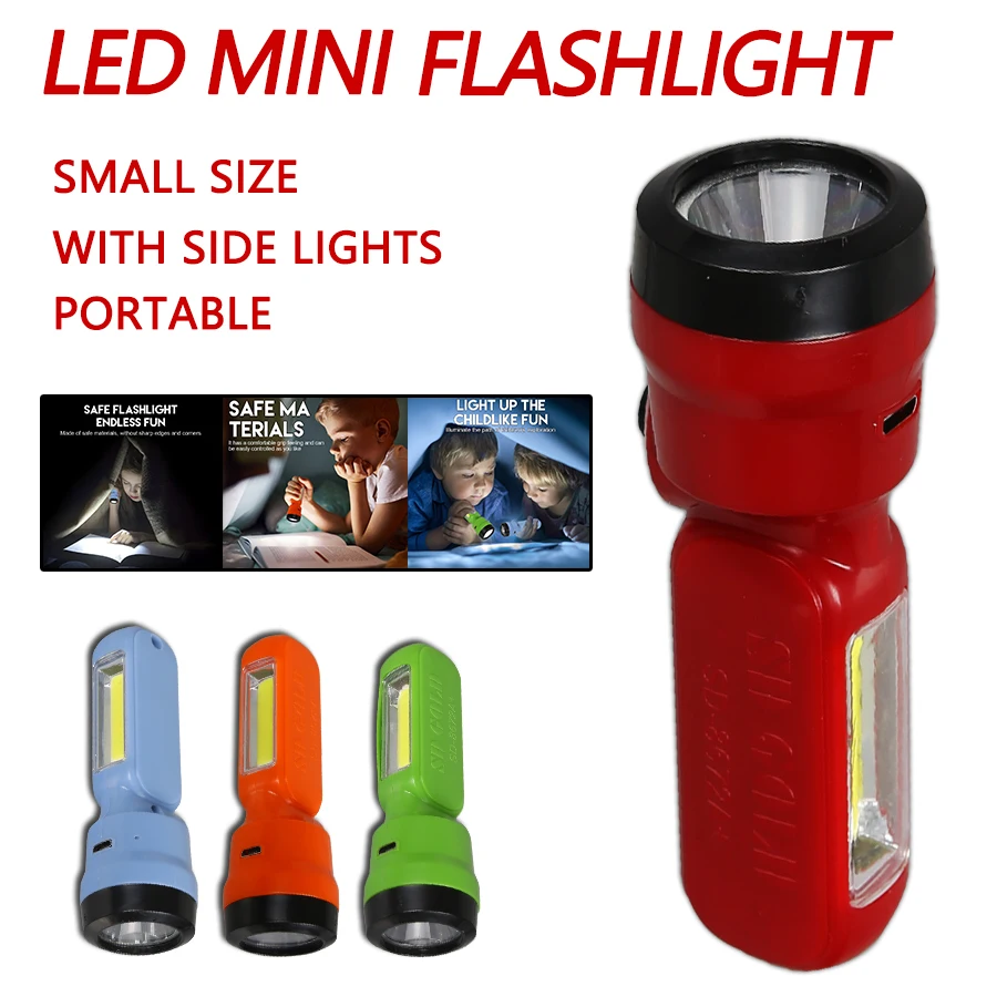 Kids Outdoor Lights - ไฟฉายเด็กมินิ COB+XPE, ไฟฉายเด็กแบบชาร์จไฟได้ 3 โหมด, ไฟกลางคืนแบบพกพาสำหรับตั้งแคมป์เดินป่าของขวัญ