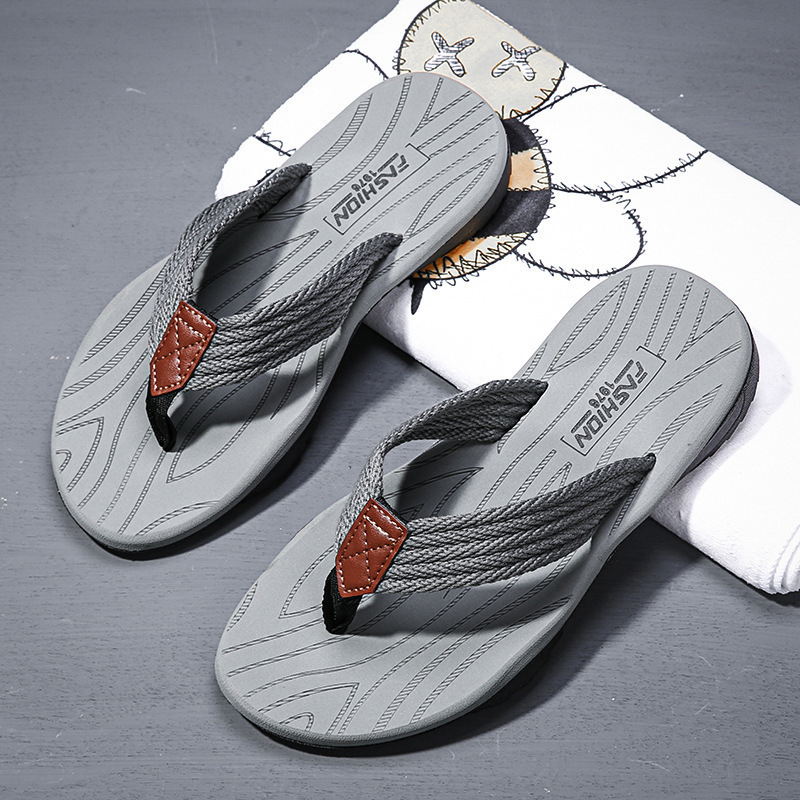 Kids Outdoor Obstacle Course - รองเท้าแตะผู้ชายลายทางทอแบบสาน ใส่สบายสำหรับฤดูร้อน ใช้ได้ทั้งในบ้านและนอกบ้าน กันลื่น เหมาะสำหรับเดินเล่นชายหาดและวันพักผ่อน