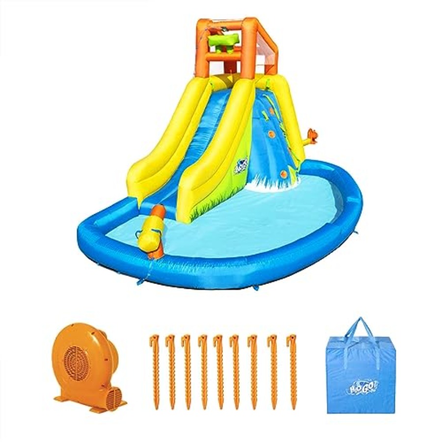 Kids Outdoor Zone - สไลเดอร์น้ำกลางแจ้งสำหรับเด็ก: ชุด H2OGO Mount Splashmore แบบเป่าลม
