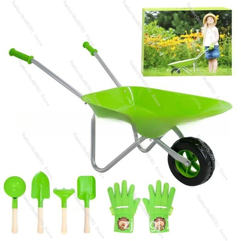 Kids Outdoor Activities - รถเข็นเด็กเล่นกลางแจ้ง สีเขียว ชุดของเล่นสวน สำหรับฝึกสมดุลและออกกำลังกาย ของเล่นแข็งแรงทนทานสำหรับเด็กอนุบาล