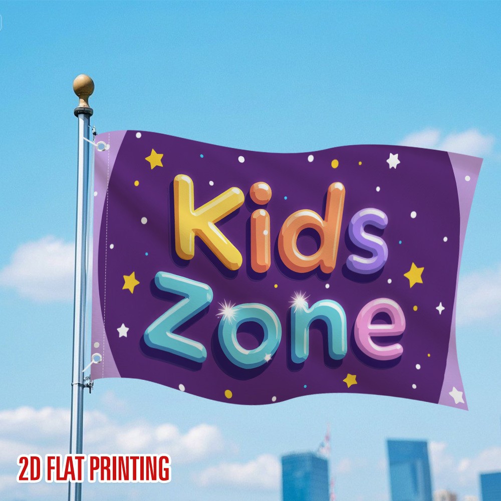 Kids Outdoor Zone - ธงสวนสำหรับเด็ก โพลีเอสเตอร์ทนทาน ลายดาวสีม่วง สำหรับตกแต่งงานฤดูร้อน