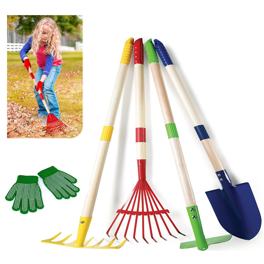 Kids Outdoor Fort Building Kit - ชุดเครื่องมือทำสวนสำหรับเด็ก 1/4/6 ชิ้น ของเล่นขุดดินกำจัดวัชพืชกลางแจ้ง ด้ามจับถอดได้ สำหรับปลูกต้นไม้