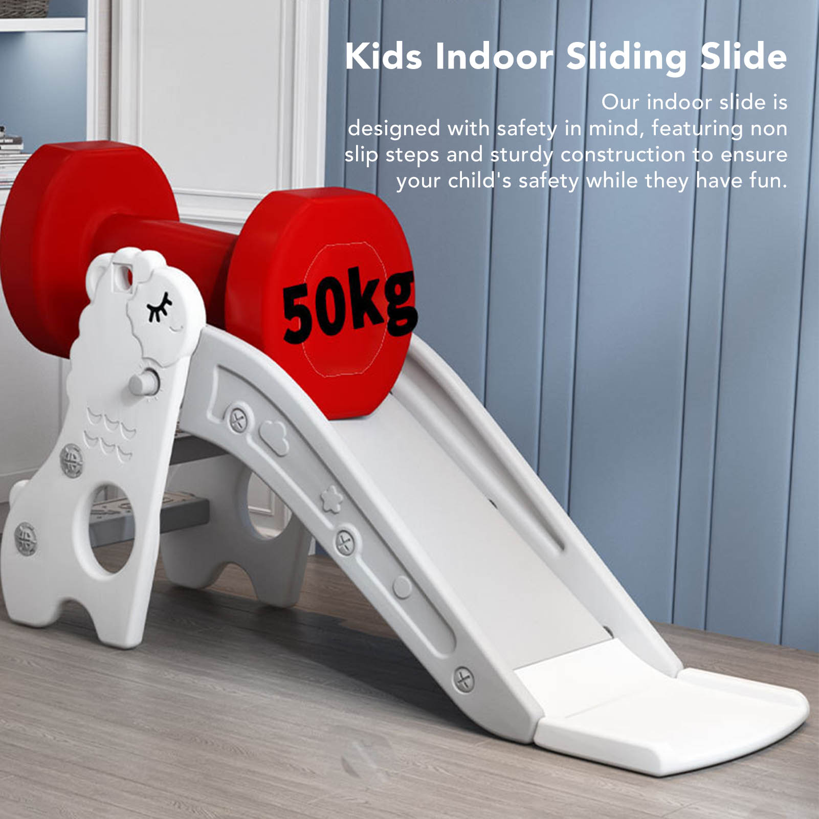 Kids Outdoor Obstacle Course - สไลเดอร์เด็กแบบตั้งพื้น พับได้ 2 ขั้นบันได ฐานมั่นคง สำหรับเด็กเล็กและเด็กโต