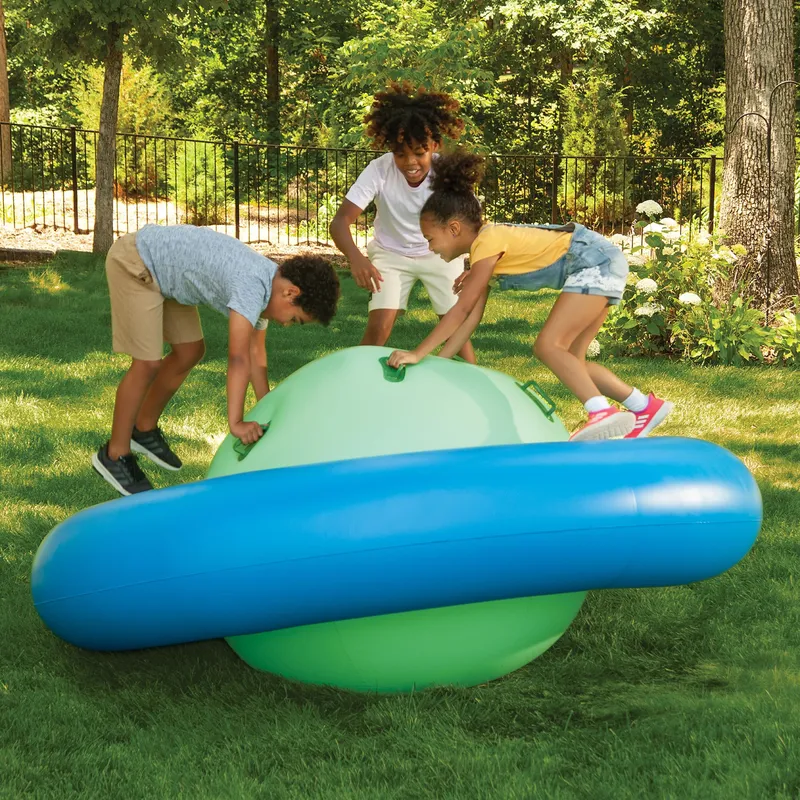 Kids Outdoor Lawn Chair - เก้าอี้โยกเป่าลมขนาดใหญ่สำหรับเด็ก ของเล่นทรงตัว PVC หนาพิเศษ เกมสนามหญ้าหมุนได้สำหรับหลายคน สนามเด็กเล่นกลางแจ้ง