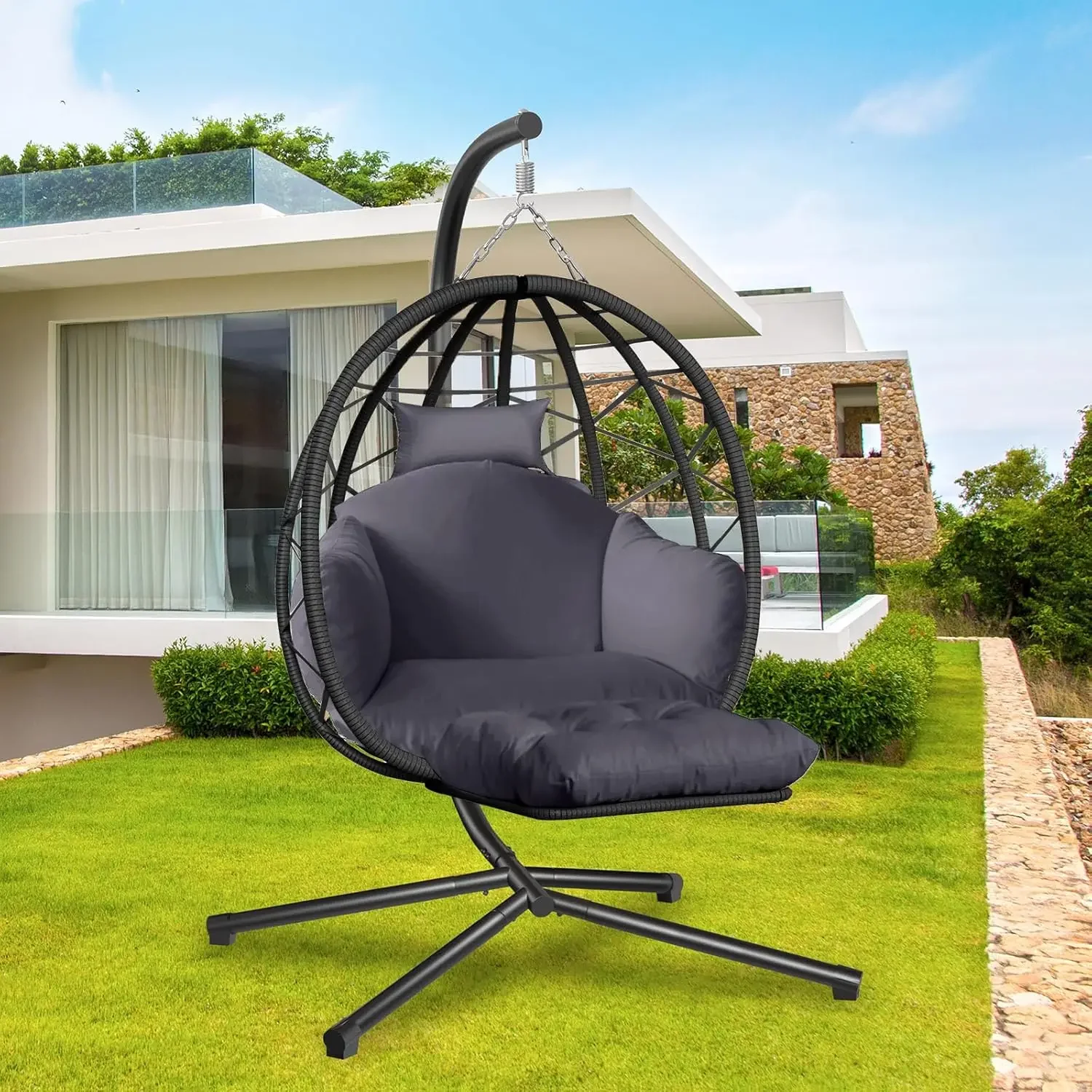เก้าอี้ไข่แขวนพร้อมขาตั้งและที - Kids Outdoor Egg Chair บทวิจารณ์และราคา
