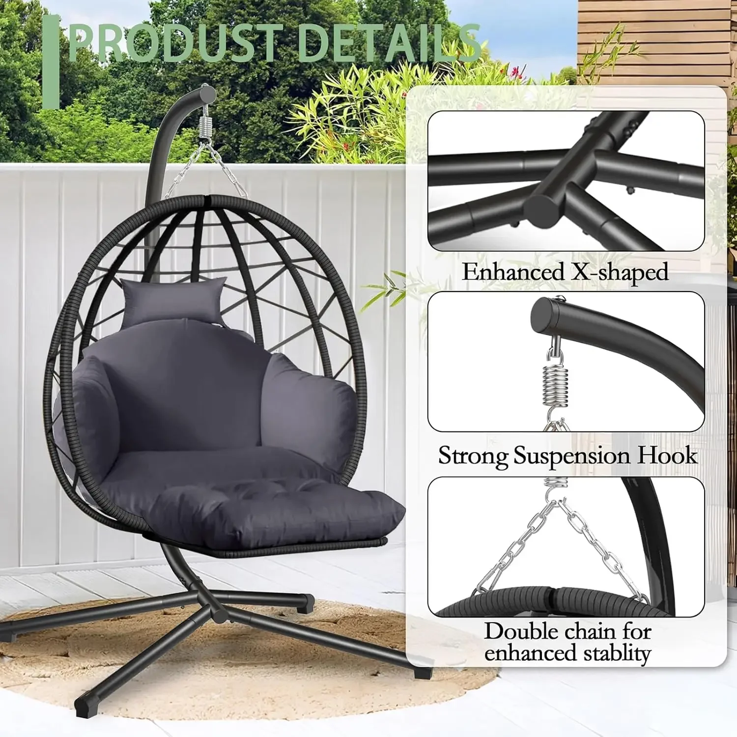 เก้าอี้ไข่แขวนพร้อมขาตั้งและที - Kids Outdoor Egg Chair บทวิจารณ์และราคา