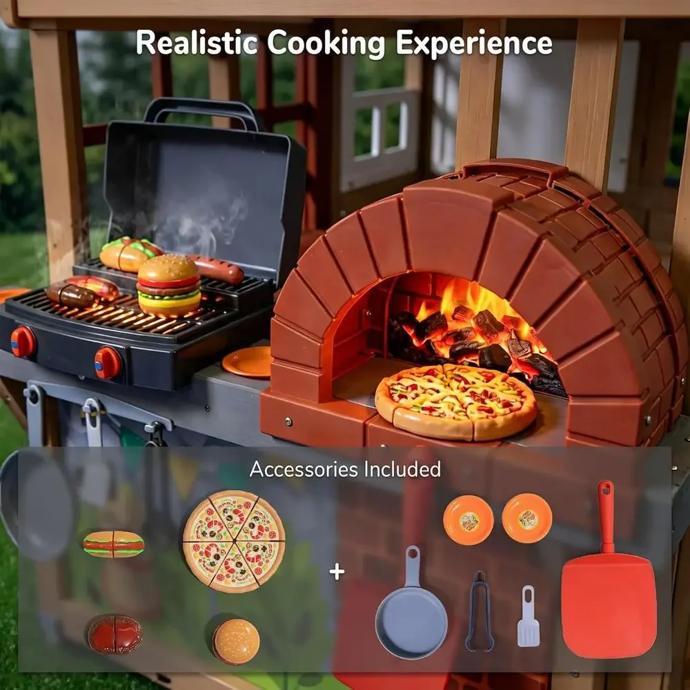 บ้านเด็กเล่นกลางแจ้งทำจากไม้,  - Kids Outdoor Grill Set บทวิจารณ์และราคา