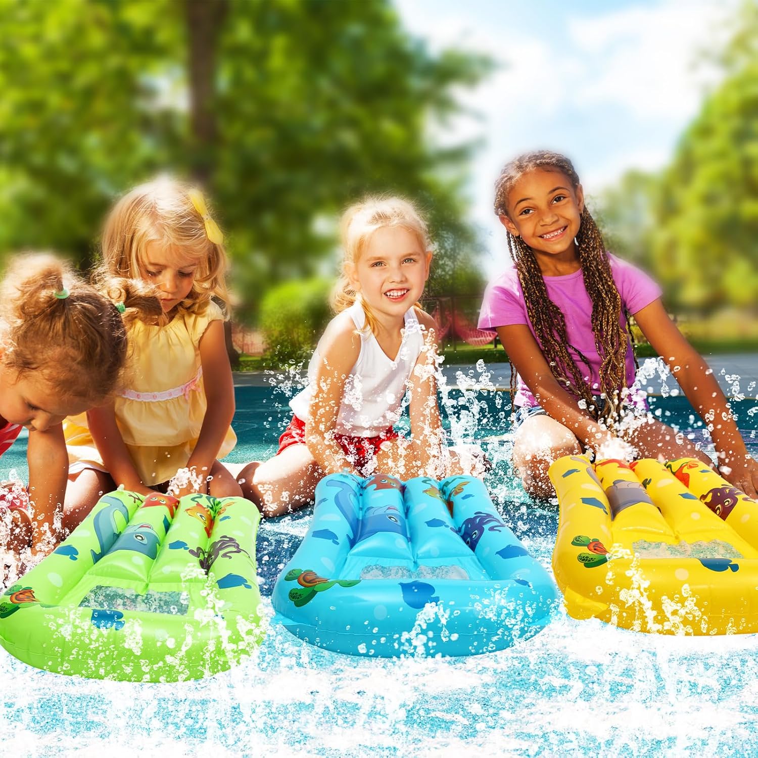 ห่วงยางลอยน้ำ ที่นอนเป่าลมสำหร - Slip Slide Water Mat บทวิจารณ์และราคา