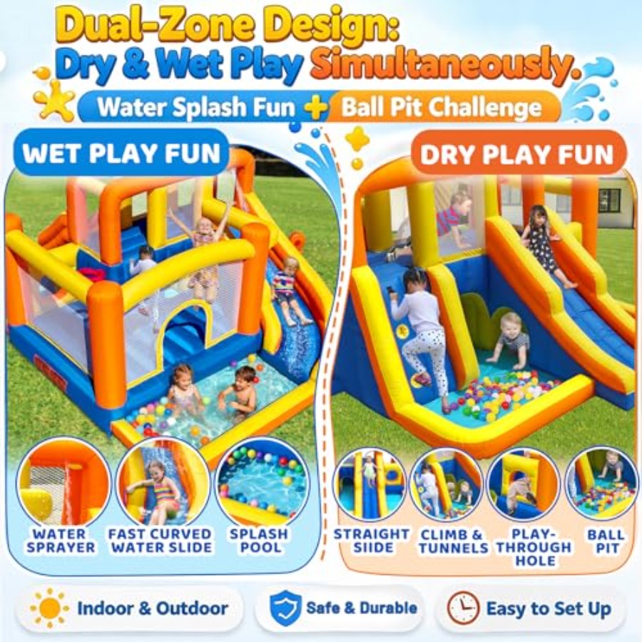 บ้านลมเป่าลมกลางแจ้งพร้อมสไลเด - Kids Outdoor Zone บทวิจารณ์และราคา