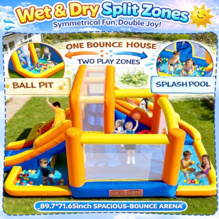 บ้านลมเป่าลมกลางแจ้งพร้อมสไลเด - Kids Outdoor Zone บทวิจารณ์และราคา